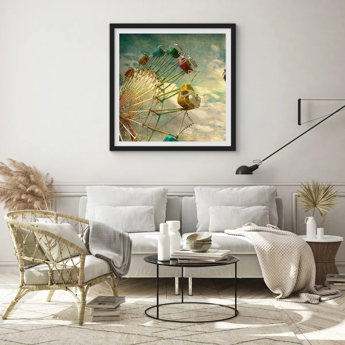 Affiche dans un cadre noir - Poster - On va faire la fête - 60x60 cm