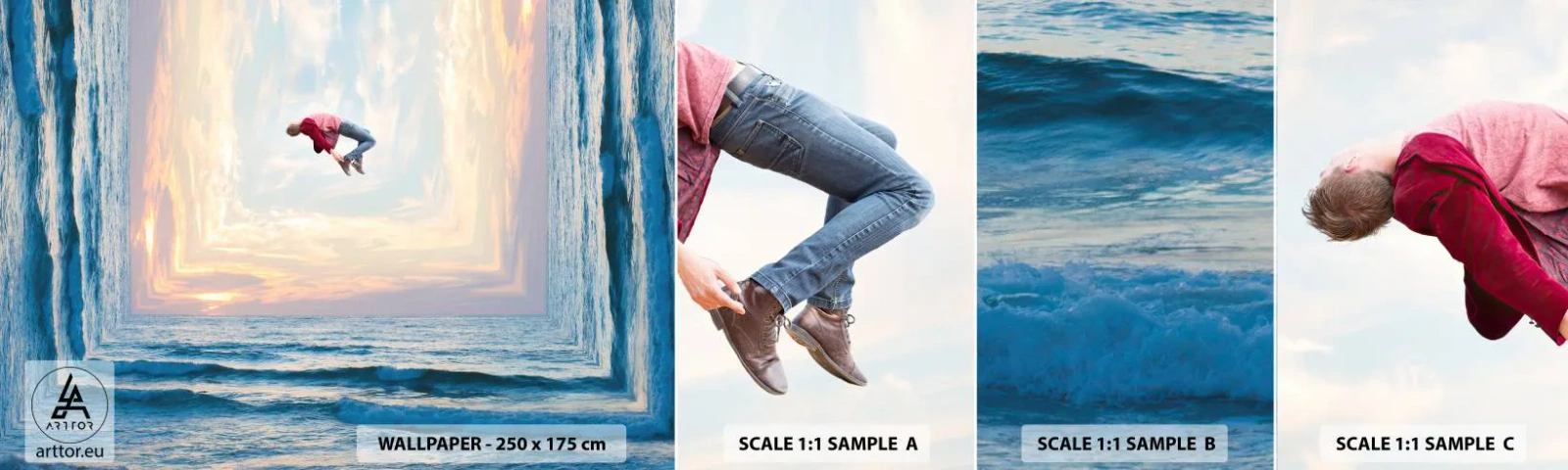 Échantillon de Papier Peint Autocollant Deluxe Sticker - Vers une autre dimension - Abstraction, Homme, Nature - 100x30 cm