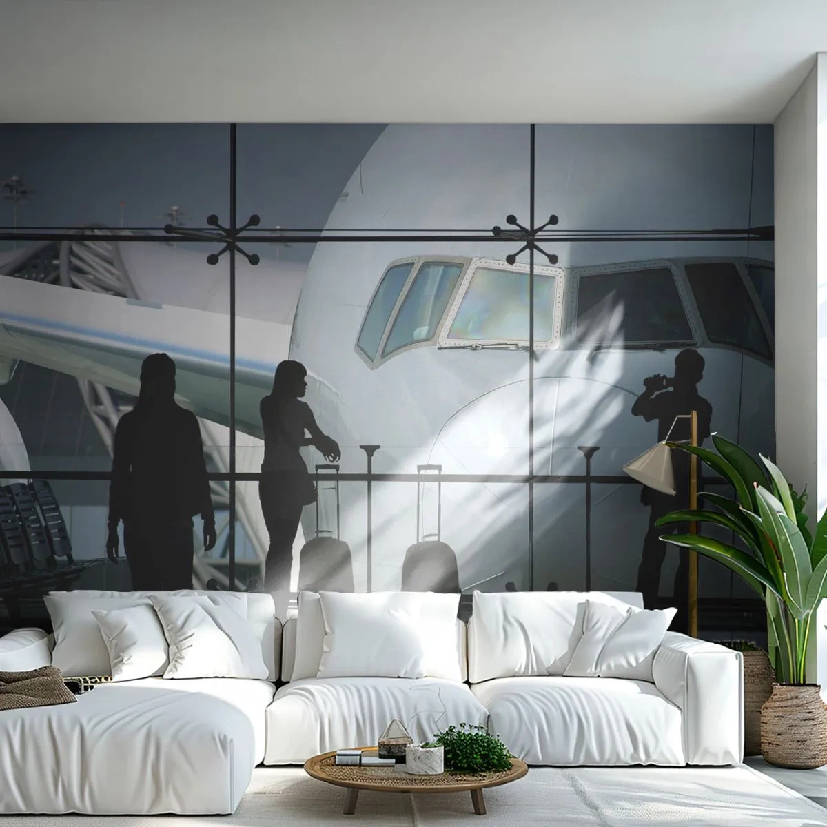 Papier Peint Autocollant Deluxe Sticker - Vis-à-vis de l'aéroport - Avion, Aéroport, Voyages - 250x175 cm