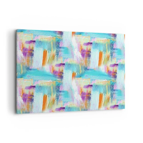 Impression sur toile - Image sur toile - Abstraction colorée avec des coups de pinceau dynamiques - 120x80cm - Labyrinthe reluisant - Décoration murale moderne pour le salon et la chambre ARTTOR
