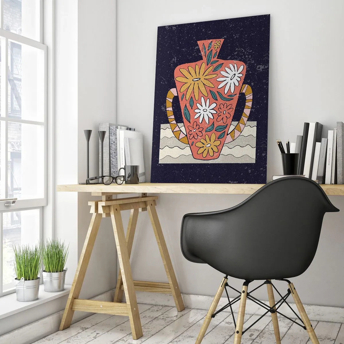 Impression sur verre - Image sur verre - Cruche peinte - 80x120 cm