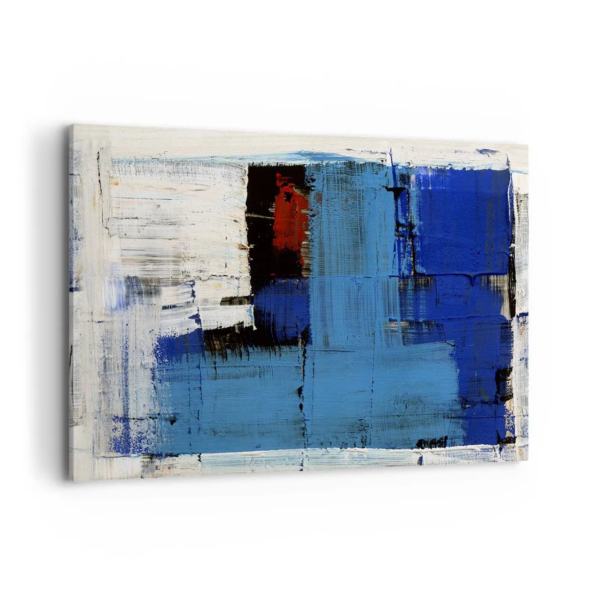 Impression sur toile - Image sur toile - Composition abstraite dans les tons de bleu et de blanc - 100x70cm - Secret de bleu - Décoration murale moderne pour le salon et la chambre ARTTOR
