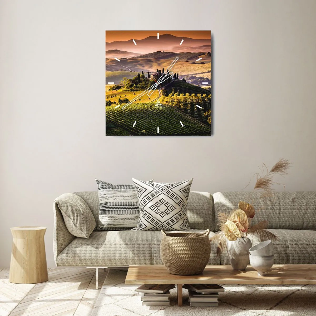 Horloge murale - Pendule murale - Arcadie - le paysage toscan - 40x40 cm