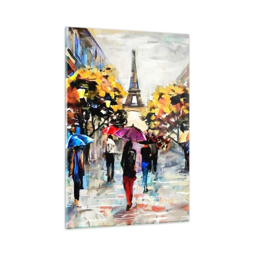 Impression sur verre - Image sur verre - Une promenade d'automne à Paris avec vue sur la Tour Eiffel - 80x120cm - Particulièrement beau en automne - Décoration murale moderne pour le salon et la chambre ARTTOR