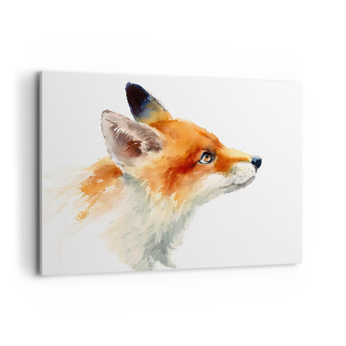 Impression sur toile - Image sur toile - Renard roux en style aquarelle sur fond blanc - 120x80cm - Vous ne pouvez jamais être trop prudent - Décoration murale moderne pour le salon et la chambre ARTTOR