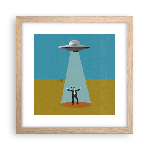 Affiche dans un chêne clair - Poster - Rencontre proche - 30x30 cm