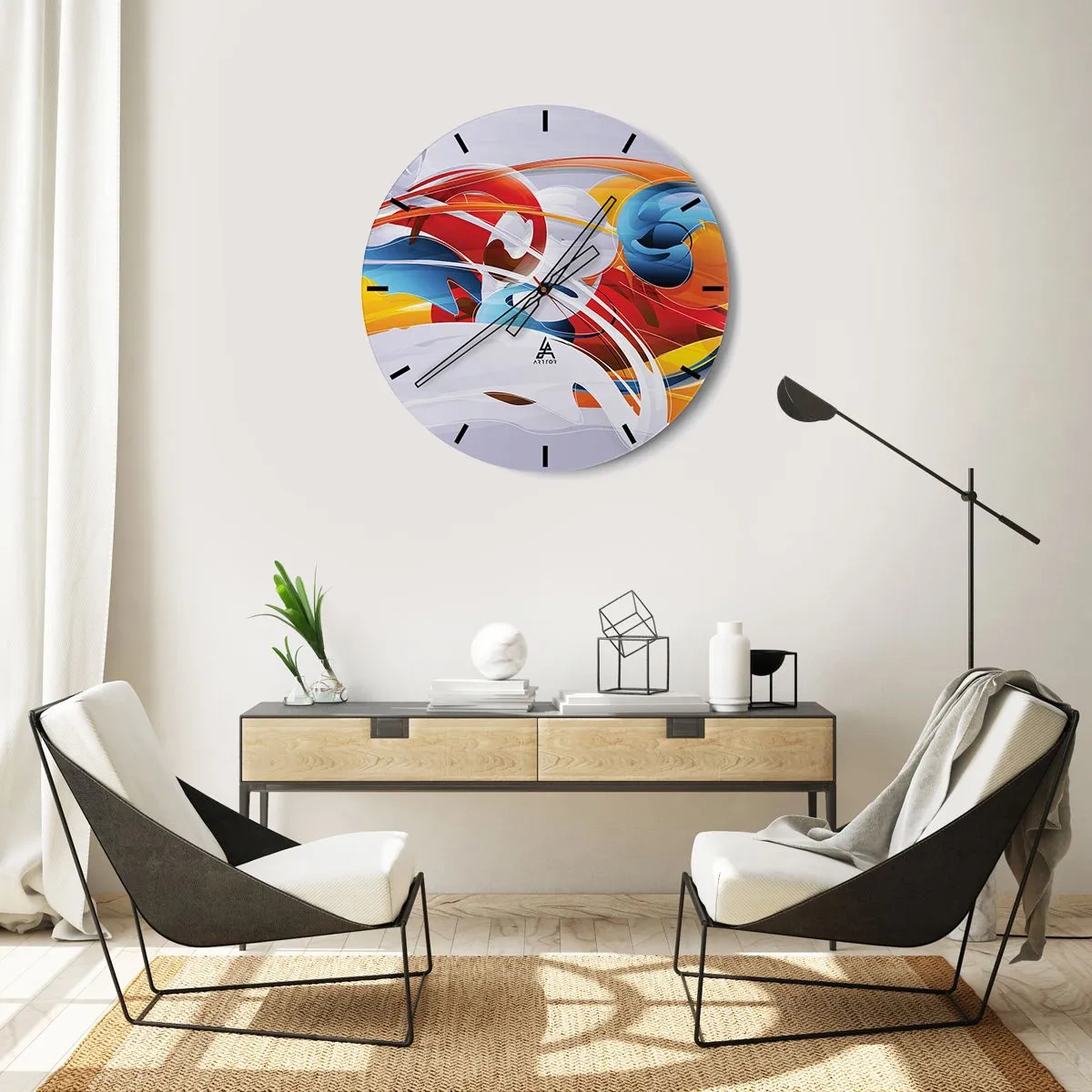 Horloge murale - Pendule murale - La danse des éléments - 30x30 cm