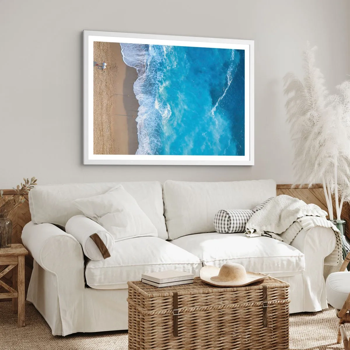 Affiche dans un cadre blanc - Poster - La force du bleu - 100x70 cm