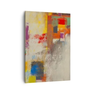 Impression sur toile - Image sur toile - Abstraction colorée avec des formes géométriques - 50x70cm - Géométrie des couleurs - Décoration murale moderne pour le salon et la chambre ARTTOR