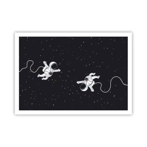 Affiche - Poster - Des astronautes flottant dans l'espace sur fond d'étoiles - 100x70cm - Sortie cosmique - Décoration murale moderne pour le salon et la chambre ARTTOR