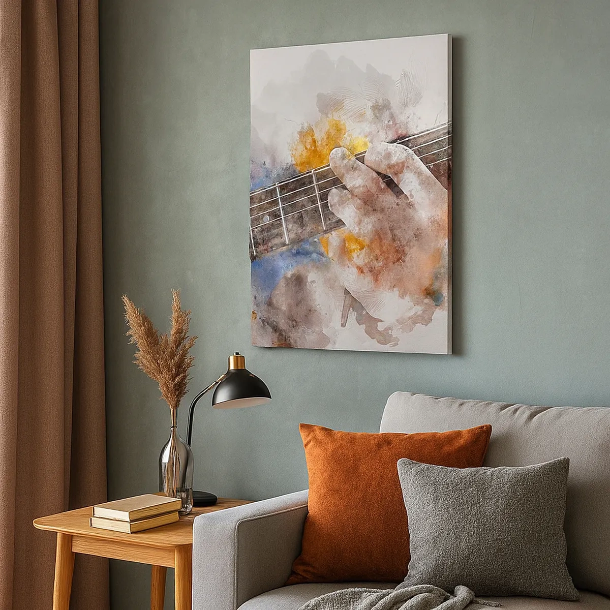 Impression sur toile - Image sur toile - Image abstraite d'une main jouant de la guitare - 50x70cm - La poésie entre les cordes - Décoration murale moderne pour le salon et la chambre ARTTOR