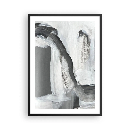 Affiche dans un cadre noir - Poster - Composition abstraite de noir, blanc et gris - 50x70cm - Un geste décisif - Décoration murale moderne pour le salon et la chambre ARTTOR