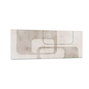 Impression sur verre - Image sur verre - Une composition minimaliste avec des rectangles dans des tons beiges sur un fond subtil. - 140x50cm - Fugue géométrique - Décoration murale moderne pour le salon et la chambre ARTTOR