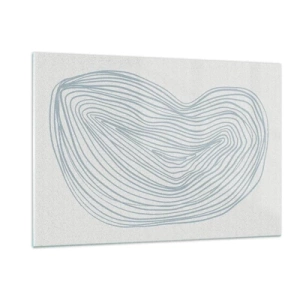Impression sur verre - Image sur verre - De délicates lignes bleues créent une forme organique et fluide - 120x80cm - Une goutte de sourire - Décoration murale moderne pour le salon et la chambre ARTTOR