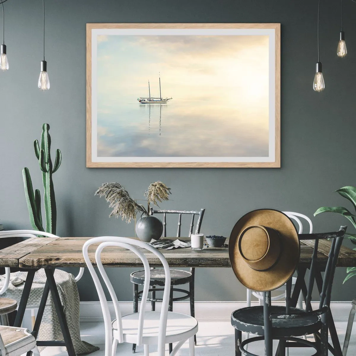 Affiche dans un chêne clair - Poster - Dans une mer de silence - 70x50 cm