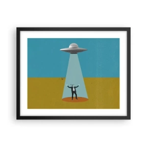 Affiche dans un cadre noir - Poster - Rencontre proche - 50x40 cm