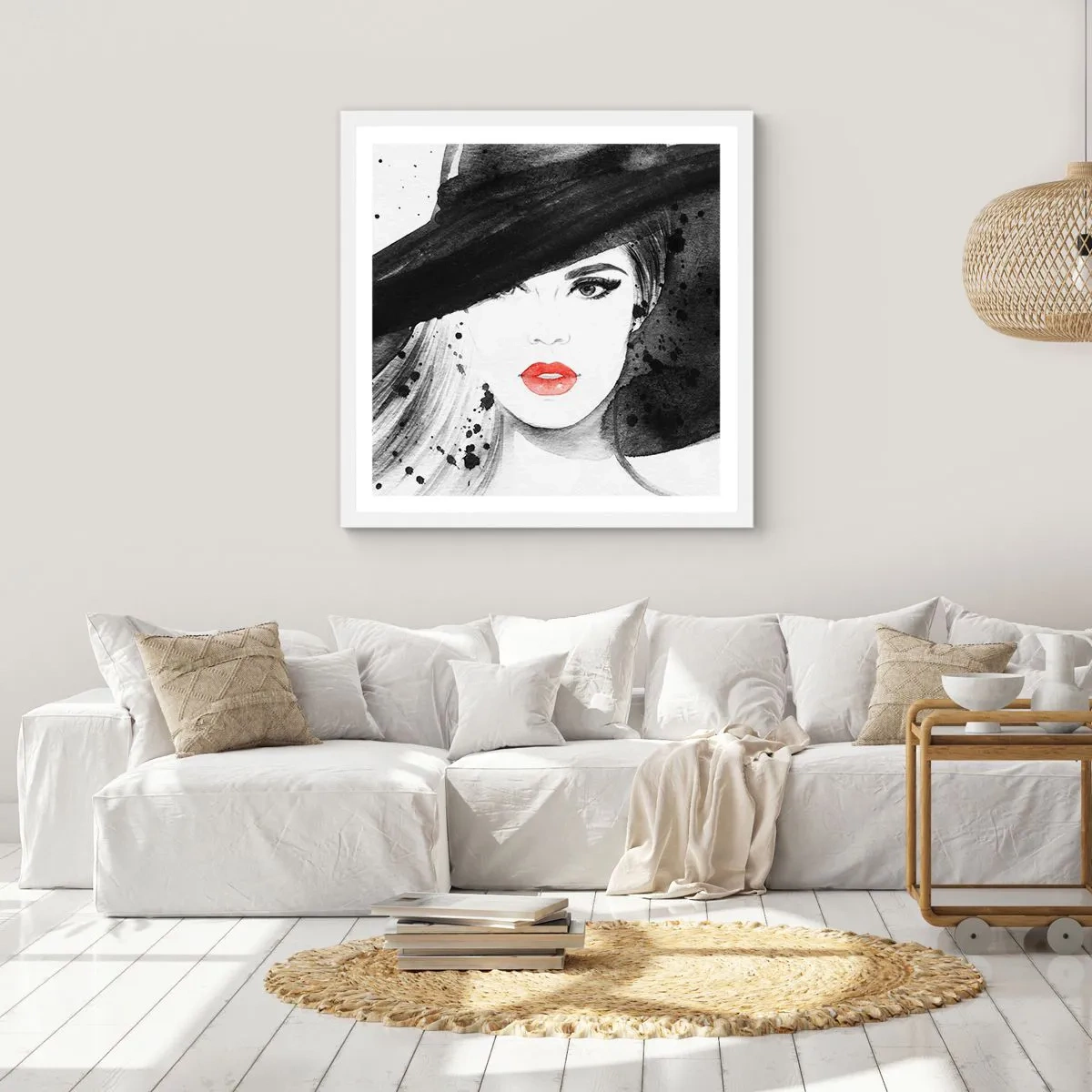 Affiche dans un cadre blanc - Poster - Dame en noir - 50x50 cm