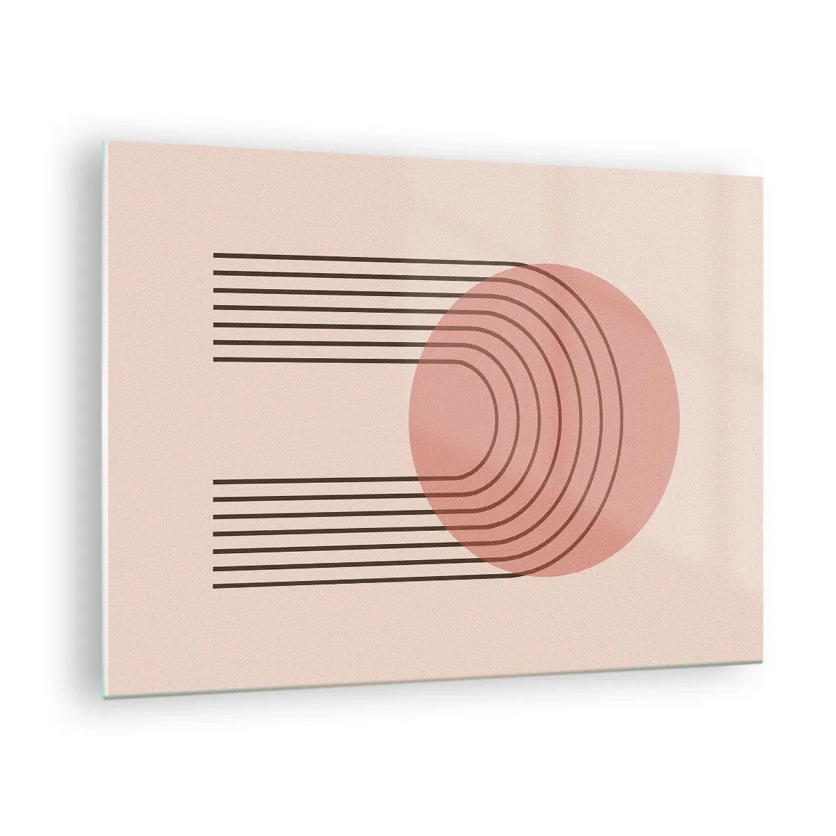 Impression sur verre - Image sur verre - Graphismes géométriques minimalistes dans des tons beiges - 70x50cm - Attraction irrésistible - Décoration murale moderne pour le salon et la chambre ARTTOR