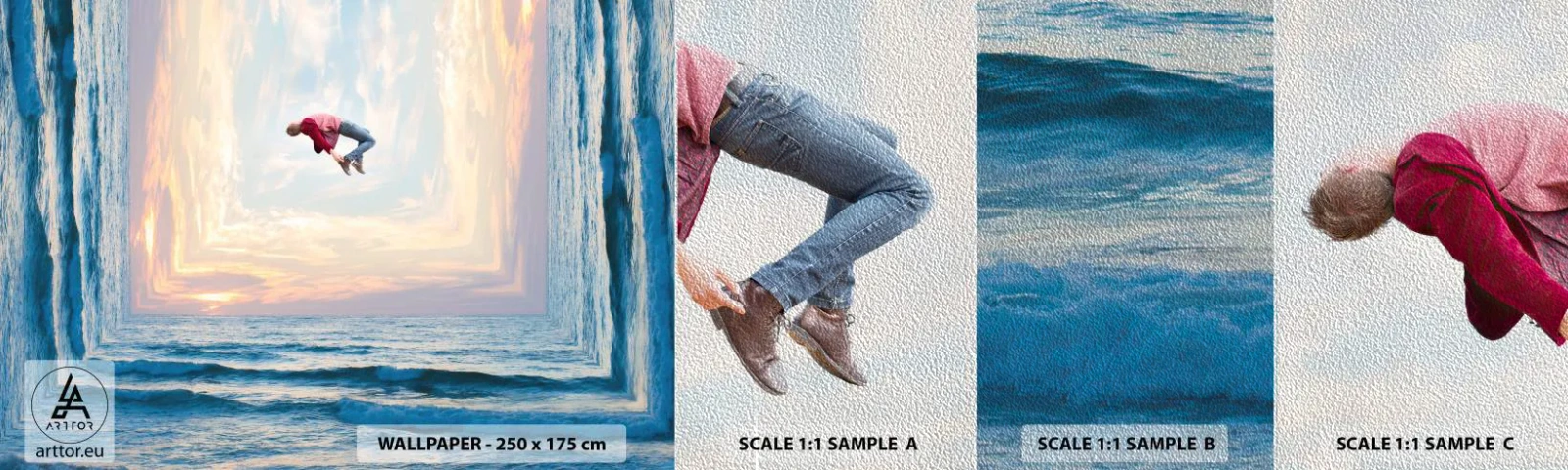 Échantillon de Papier Peint Premium Sand - Vers une autre dimension - Abstraction, Homme, Nature - 100x30 cm