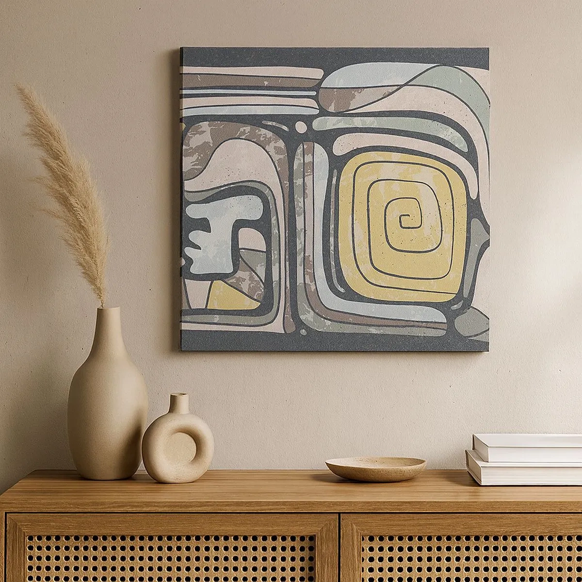 Impression sur toile - Image sur toile - L'abstraction dans l'esprit précolombien - 30x30 cm