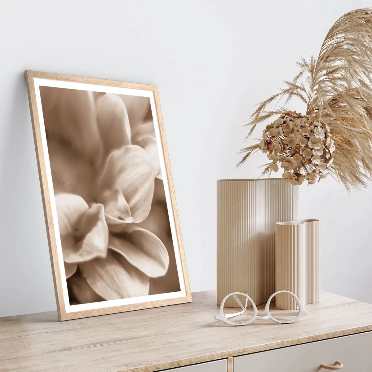 Affiche dans un chêne clair - Poster - Doux comme un sourire - 40x50 cm