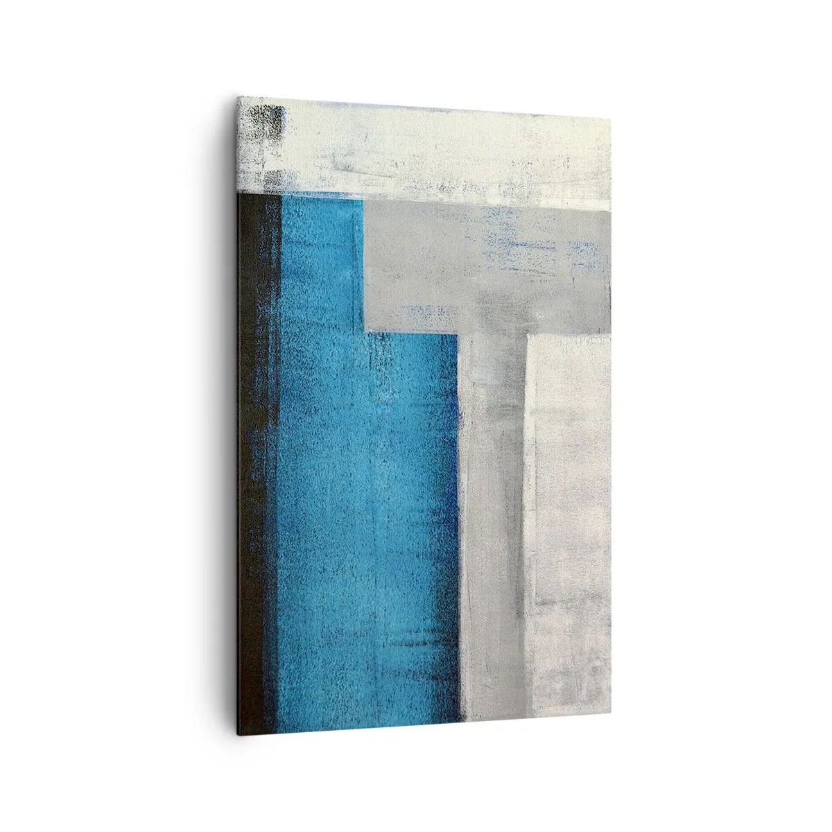 Impression sur toile - Image sur toile - Une composition abstraite avec des nuances de bleu, de gris et de blanc. - 80x120cm - Une composition poétique de gris et de bleu - Décoration murale moderne pour le salon et la chambre ARTTOR