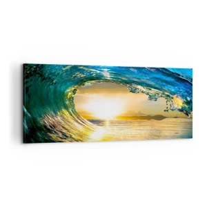 Impression sur toile - Image sur toile - Dans un éclat émeraude-or - 100x40 cm