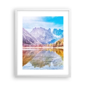 Affiche dans un cadre blanc - Poster - C'est déjà le printemps à la montagne - 40x50 cm
