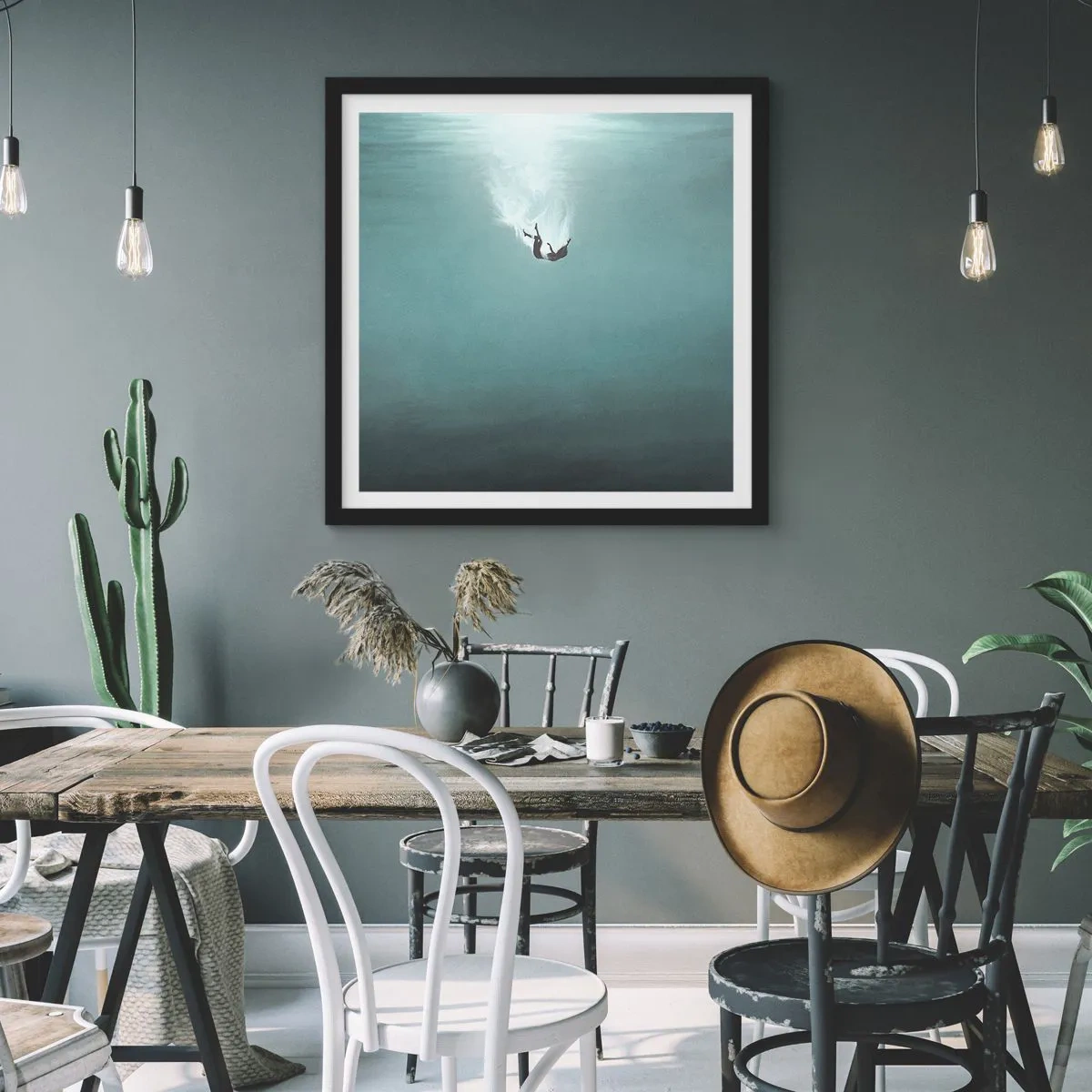 Affiche dans un cadre noir - Poster - Dans les bras de l'océan - 30x30 cm