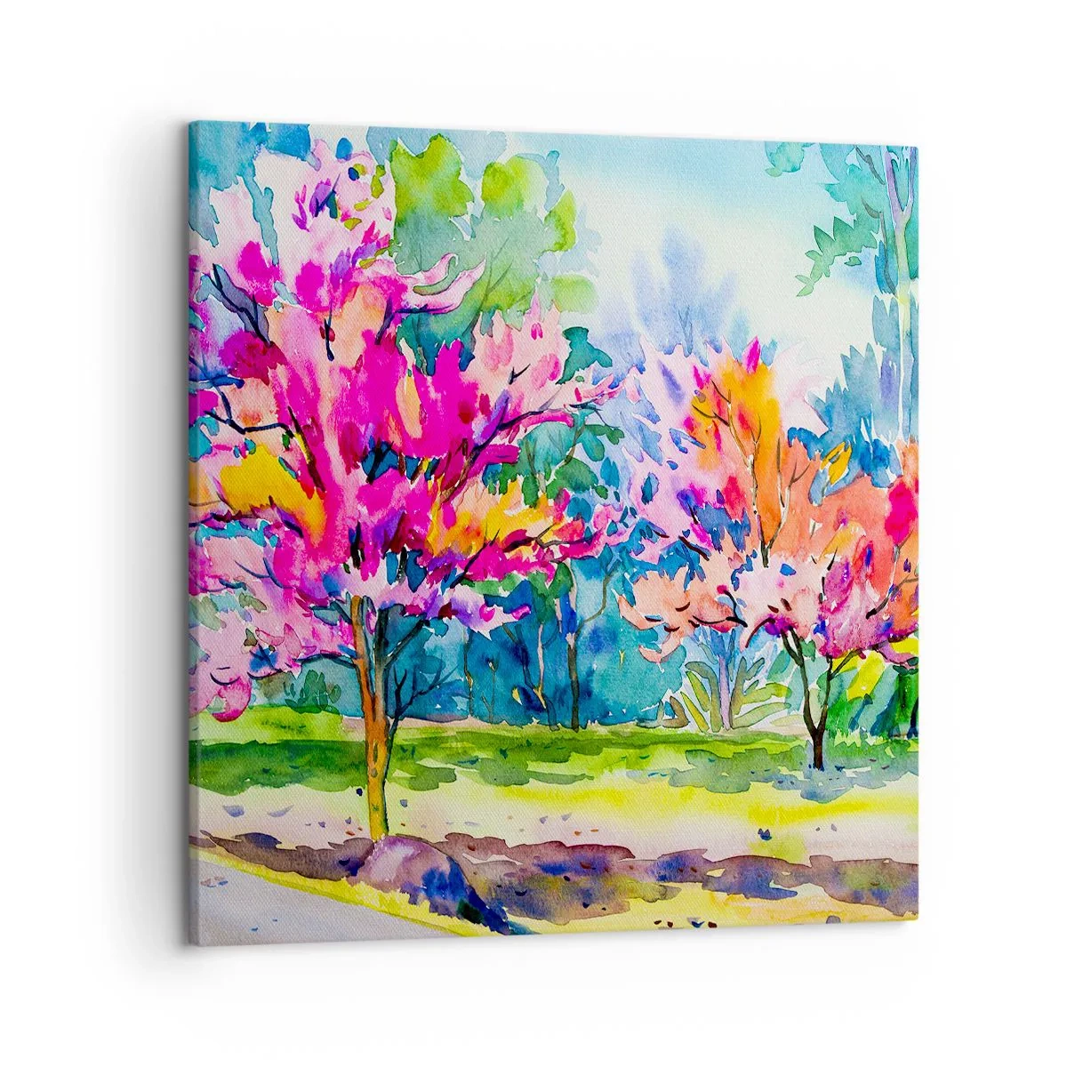 Impression sur toile - Image sur toile - Jardin arc-en-ciel à la lumière du printemps - 50x50 cm
