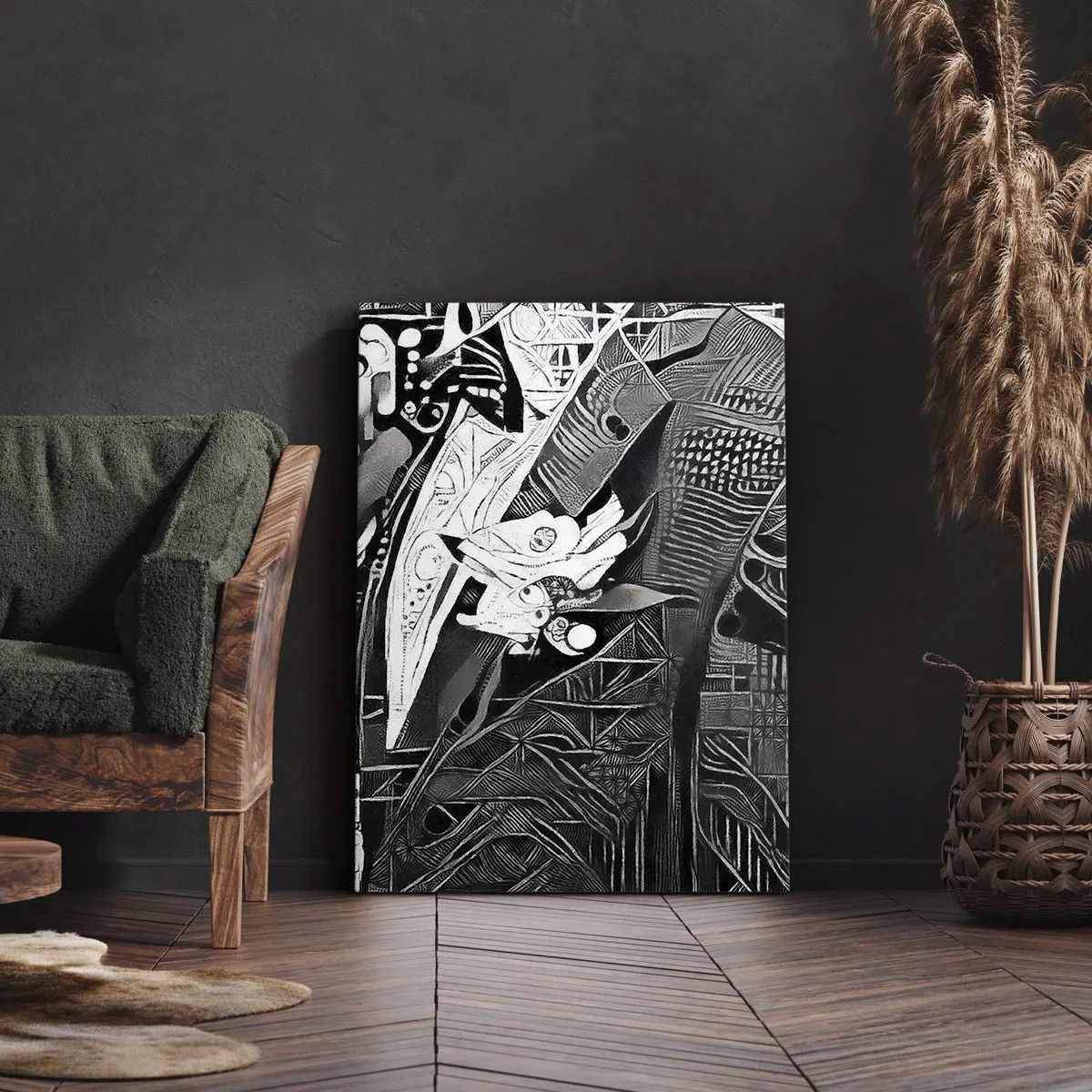 Impression sur toile - Image sur toile - Abstraction élégante d'un homme en costume en noir et blanc - 50x70cm - Seulement en apparence un homme froid - Décoration murale moderne pour le salon et la chambre ARTTOR