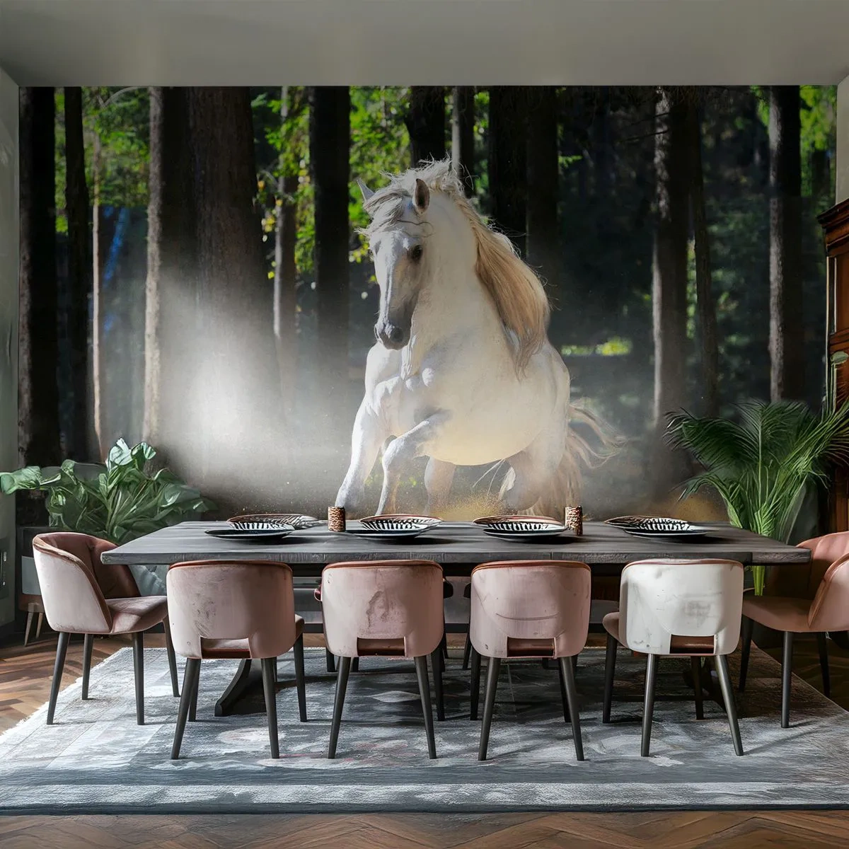 Papier Peint Autocollant Deluxe Sticker - Comme dans un roman fantastique - Animaux, Cheval, Paysage - 200x140 cm