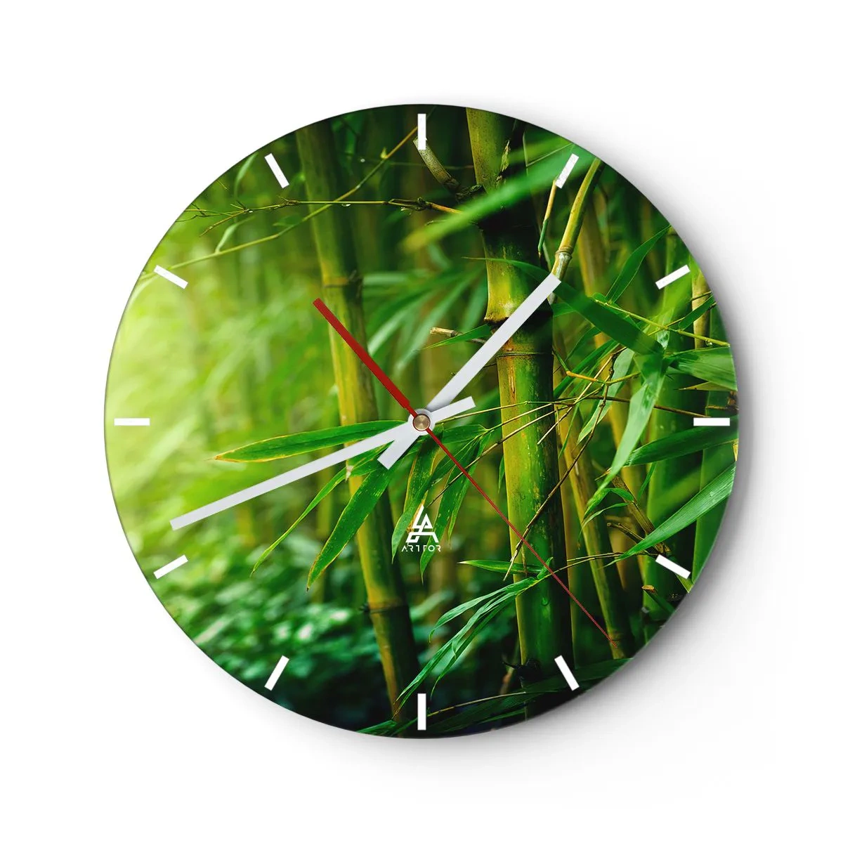 Horloge murale - Pendule murale - Une forêt de bambous aux nuances de vert intenses - 30x30cm - Apprenez à connaître le vert lui-même - Décoration murale moderne pour le salon, la cuisine et la chambre ARTTOR