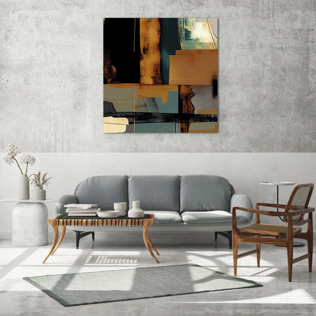 Impression sur verre - Image sur verre - Abstraction – lumière et ombre - 70x70 cm