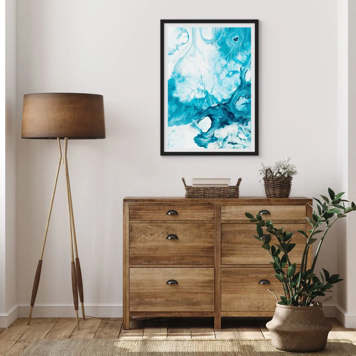 Affiche dans un cadre noir - Poster - Concert de bleu - 70x100 cm