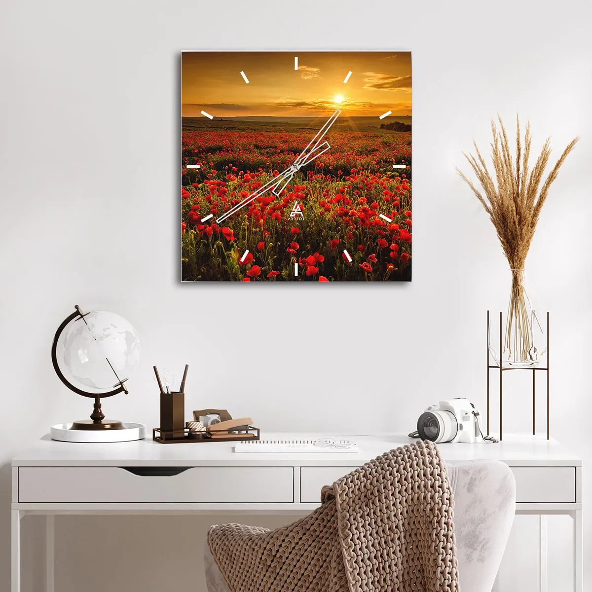 Horloge murale - Pendule murale - Parmi les vagues des prairies bruissantes, parmi les fleurs du déluge - 40x40 cm