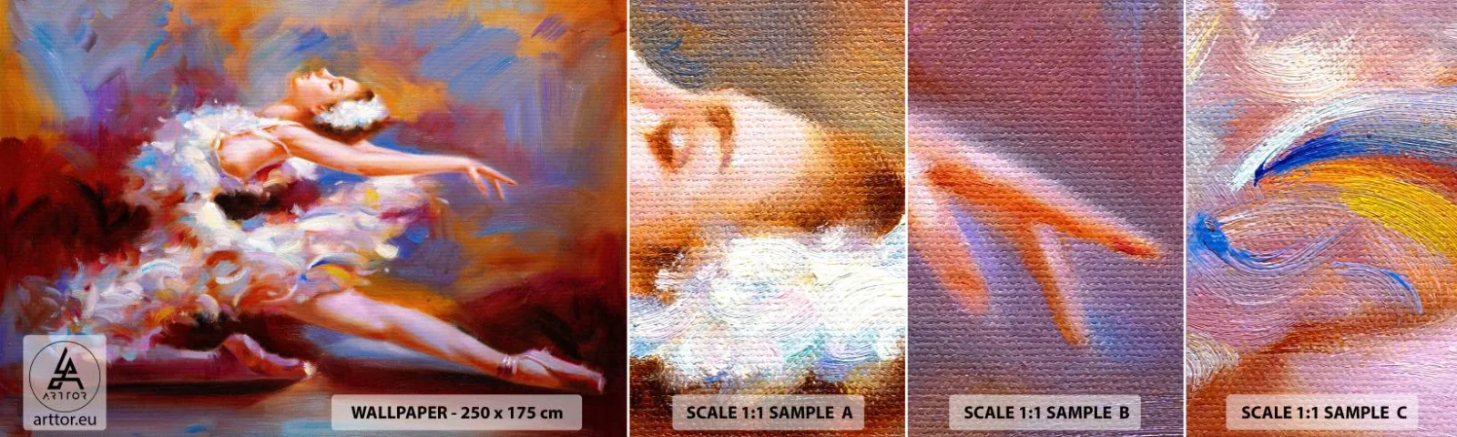 Échantillon De Papier Peint Standard Eco - La grâce du cygne - Ballet, Ballerine, Danseur - 100x30 cm