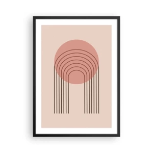 Affiche dans un cadre noir - Poster - Une abstraction minimaliste avec des arcs dans des tons de rose et de beige. - 50x70cm - Attraction irrésistible - Décoration murale moderne pour le salon et la chambre ARTTOR