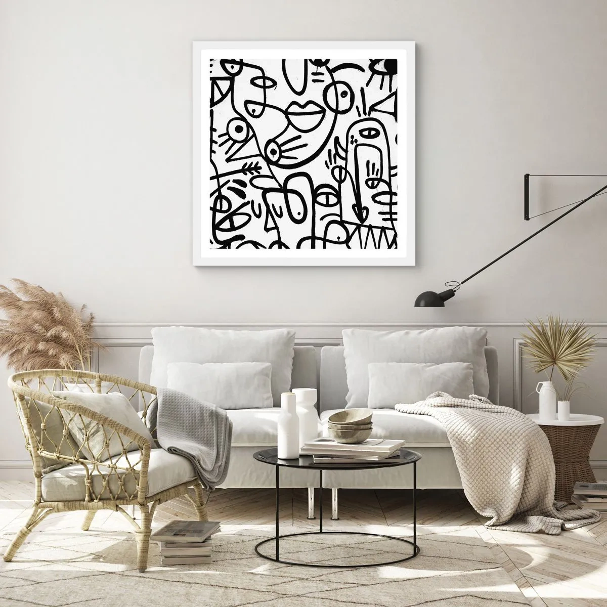 Affiche dans un cadre blanc - Poster - Visages et mirages - 30x30 cm