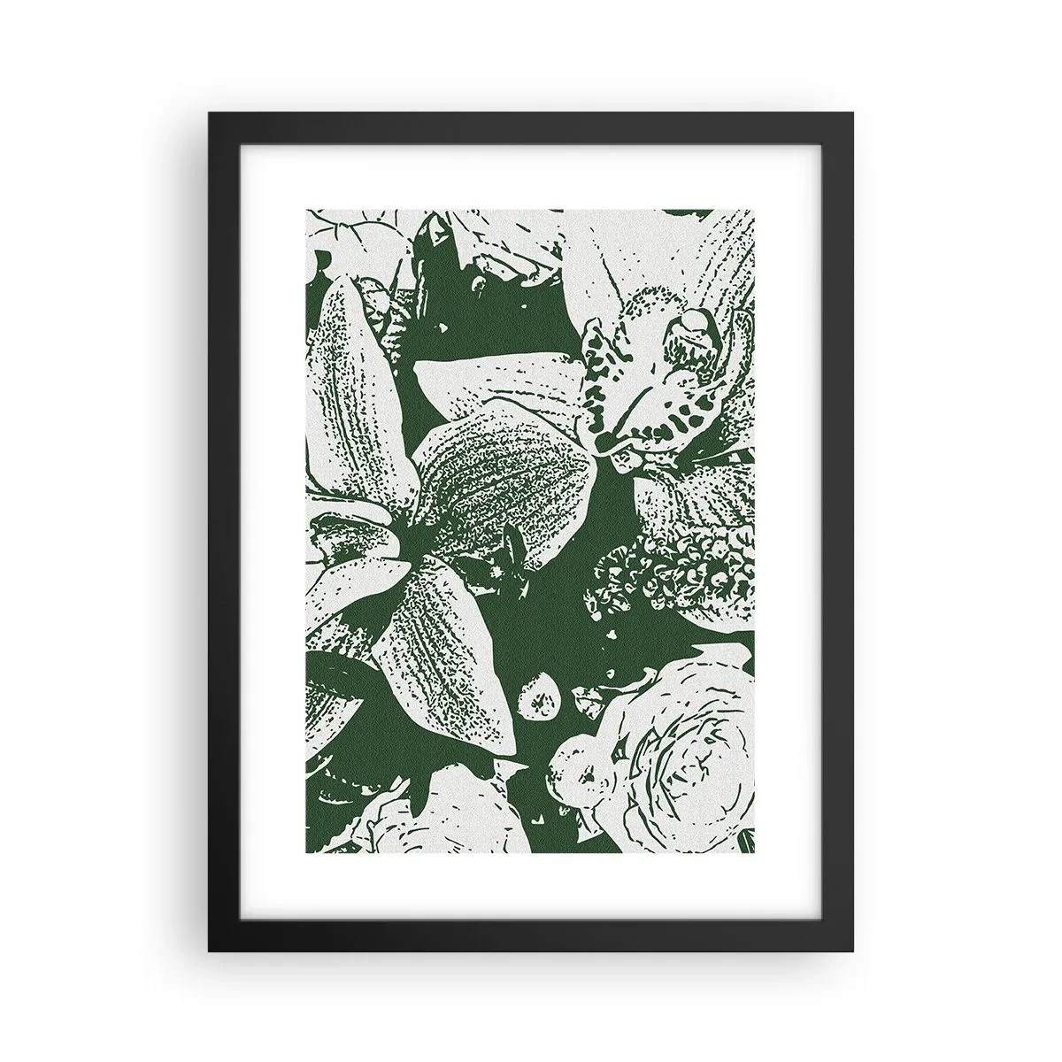 Affiche dans un cadre noir - Poster - Bouquet - le monde du vert - 30x40 cm