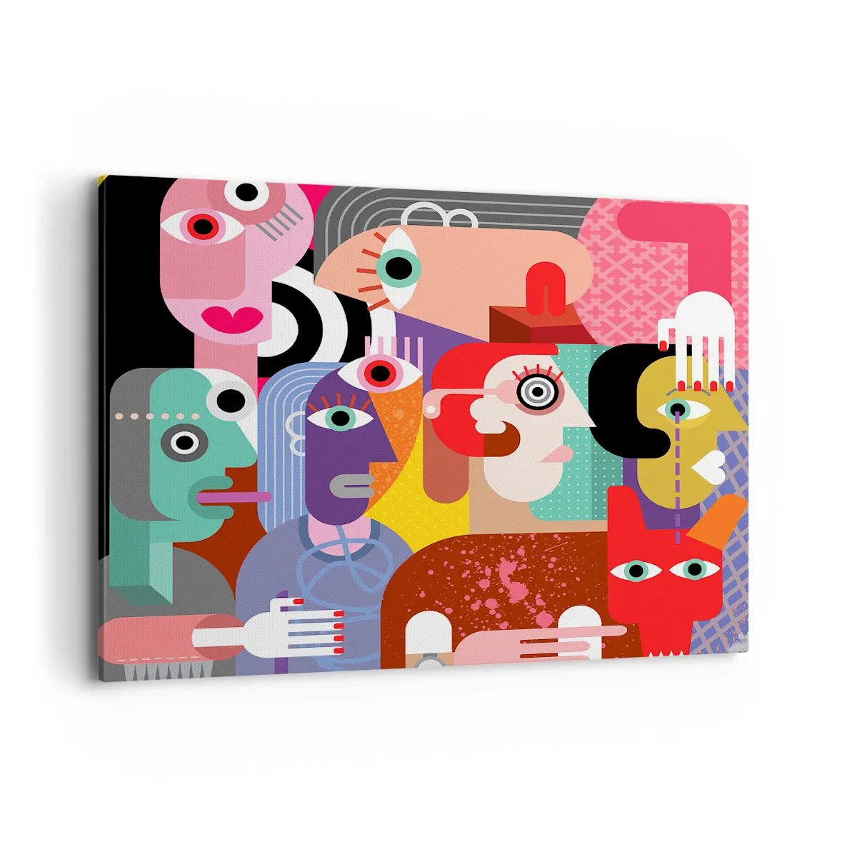 Impression sur toile - Image sur toile - Abstraction colorée avec des visages géométriques - 120x80cm - Nous par M. Picasso - Décoration murale moderne pour le salon et la chambre ARTTOR