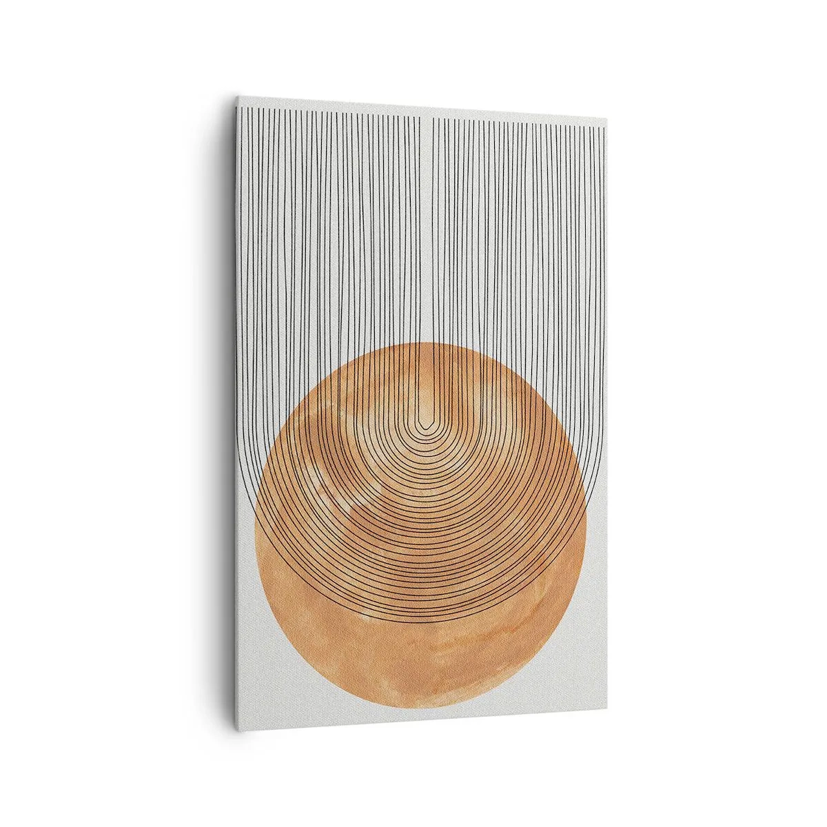 Impression sur toile - Image sur toile - Composition géométrique avec des cercles et des lignes aux couleurs chaudes. - 80x120cm - Composition solaire - Décoration murale moderne pour le salon et la chambre ARTTOR