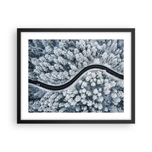 Affiche dans un cadre noir - Poster - À travers une forêt d'hiver - 50x40 cm