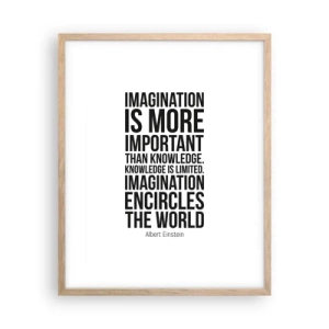 Affiche dans un chêne clair - Poster - Einstein sur le pouvoir de l'imagination - 40x50 cm