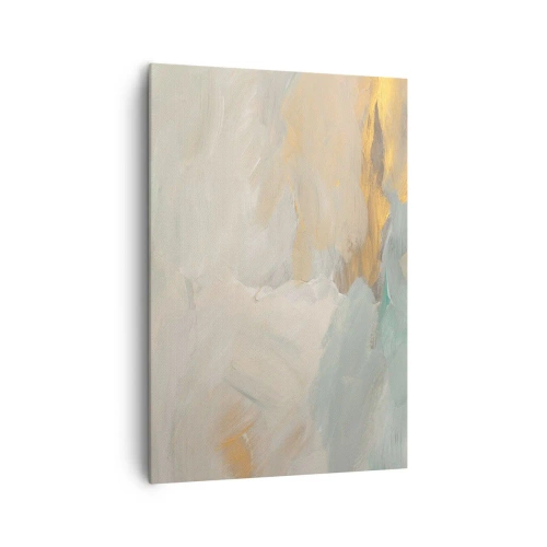 Impression sur toile - Image sur toile - Traits abstraits délicats dans des tons de blanc et d'or - 70x100cm - Abstraction – le pays de la douceur - Décoration murale moderne pour le salon et la chambre ARTTOR