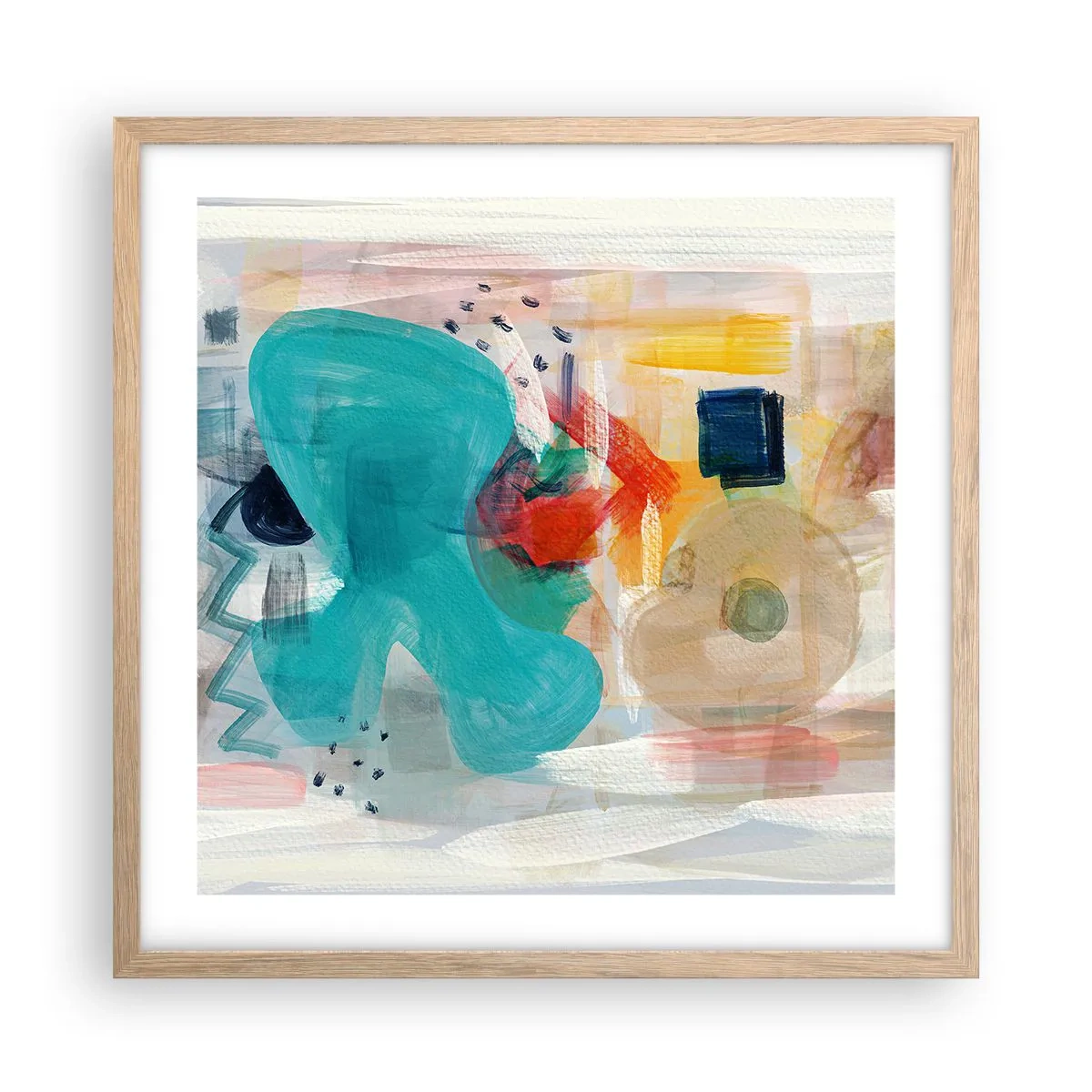 Affiche dans un chêne clair - Poster - Jeu de couleurs - 50x50 cm