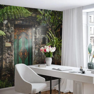Papier peint sur mesure Autocollant Deluxe - Porte vers un monde exotique - Porte avec ornement, Architecture, Mystère