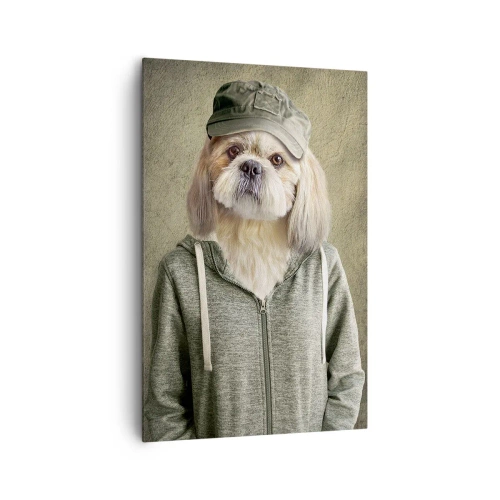 Impression sur toile - Image sur toile - Portraits stylisés d'un lion, d'un chien et d'un éléphant dans des vêtements élégants - 80x120cm - je préfère plus détendu - Décoration murale moderne pour le salon et la chambre ARTTOR