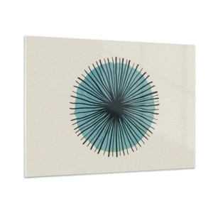 Impression sur verre - Image sur verre - Motif géométrique dans les tons turquoise et noir - 100x70cm - Rayonnant dans l'azur - Décoration murale moderne pour le salon et la chambre ARTTOR