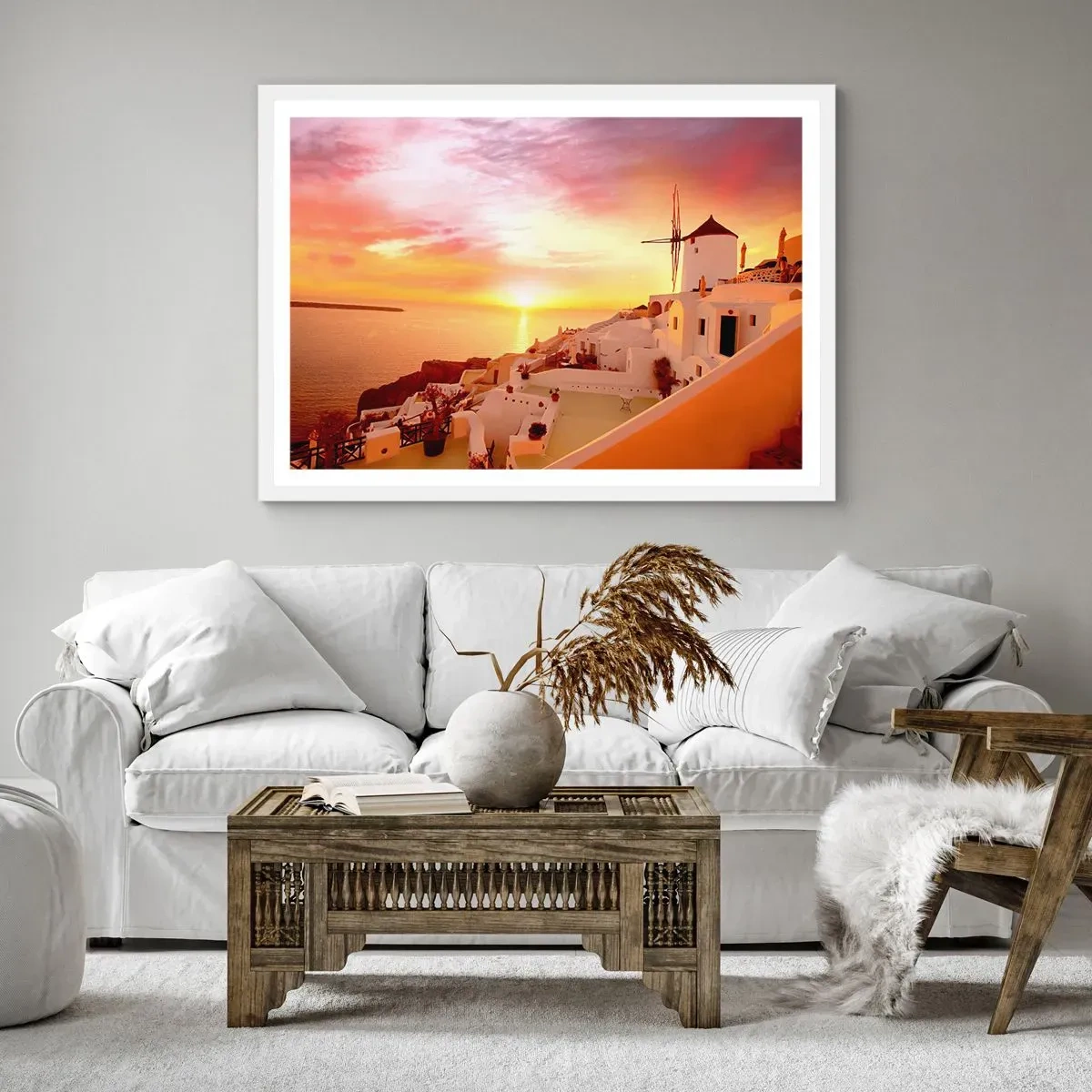 Affiche dans un cadre blanc - Poster - Fondre en blanc et or - 50x40 cm